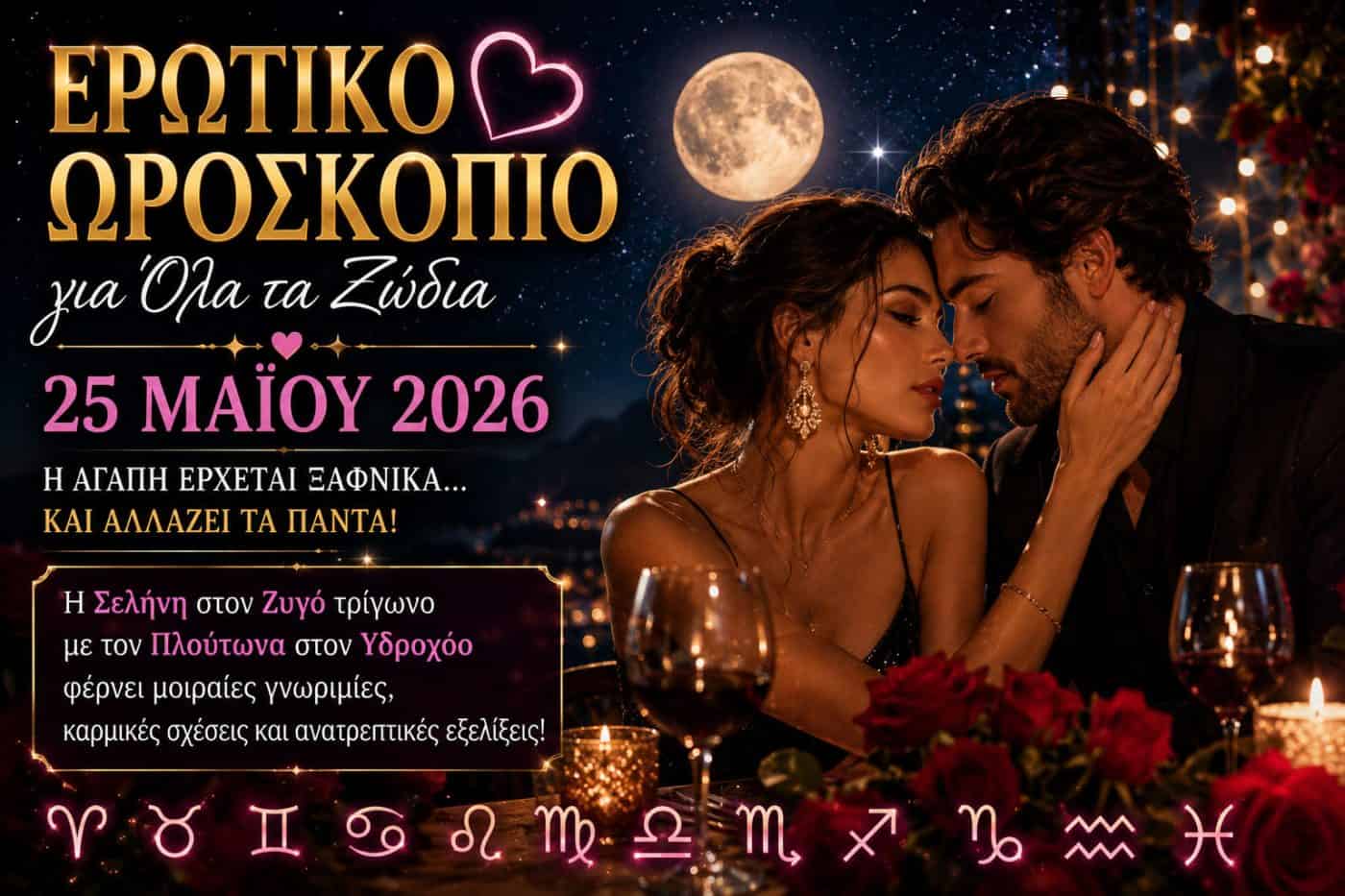 Το Σύμπαν Φέρνει Μοιραίες Εξελίξεις στα Ζώδια στις 25 Μαΐου 2026 — Ο Έρωτας Έρχεται Εκεί που Δεν το Περιμένεις