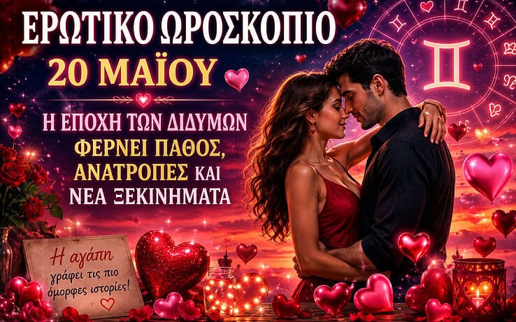 Ερωτικό Ωροσκόπιο 20 Μαΐου– Η Εποχή των Διδύμων Φέρνει Πάθος, Ανατροπές και Νέα Ξεκινήματα