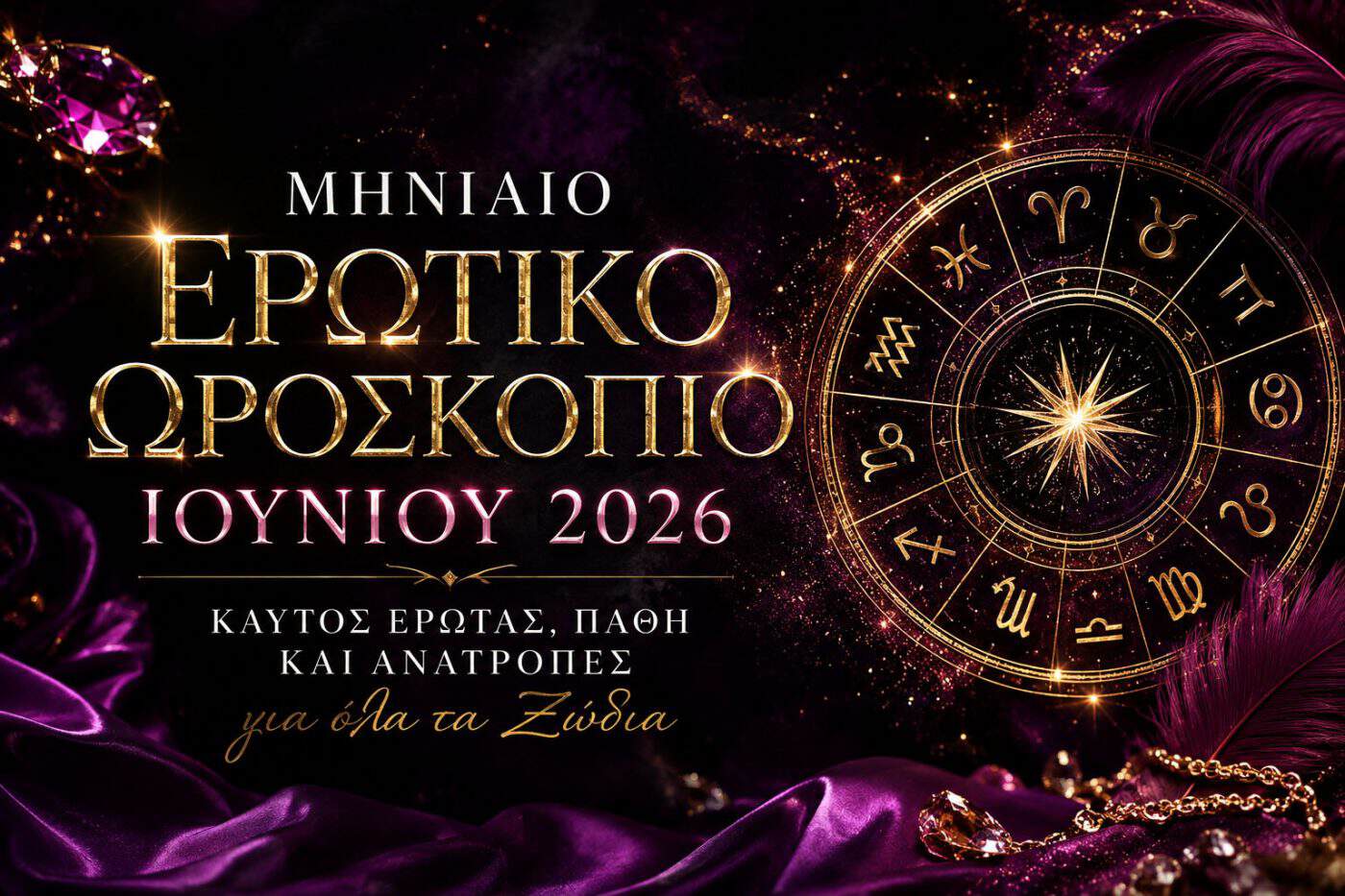 Μηνιαίο Ερωτικό Ωροσκόπιο Ιουνίου 2026: Καυτός Έρωτας, Πάθη και Ανατροπές για Όλα τα Ζώδια