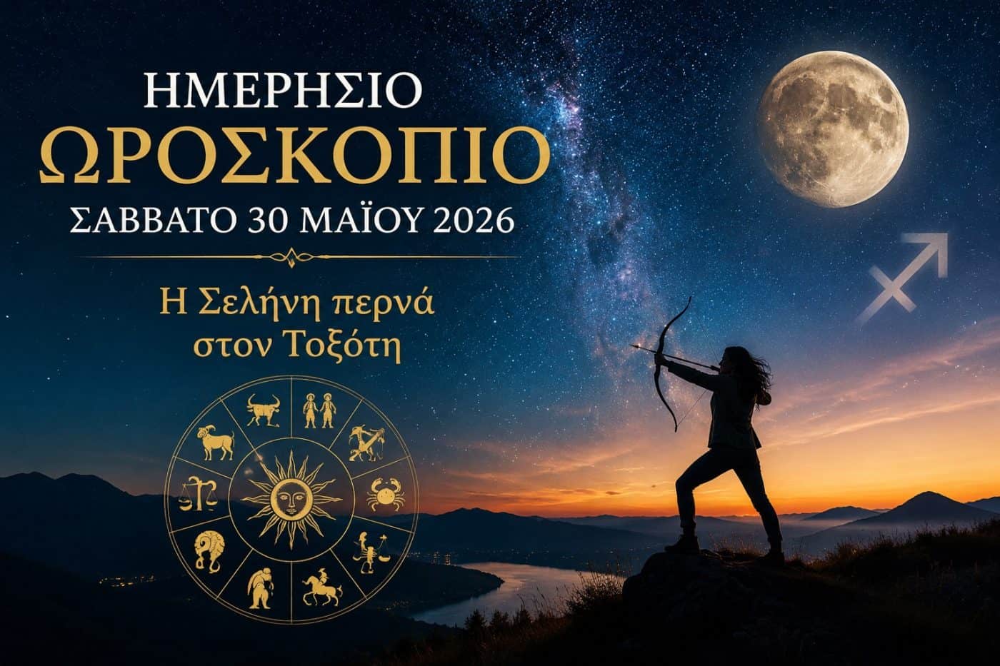 Ημερήσιο Ωροσκόπιο για το Σάββατο 30 Μαΐου 2026: Η Σελήνη περνά στον Τοξότη
