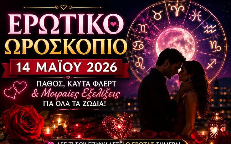 Ερωτικό Ωροσκόπιο 14 Μαΐου 2026: Πάθος, Καυτά Φλερτ & Μοιραίες Εξελίξεις