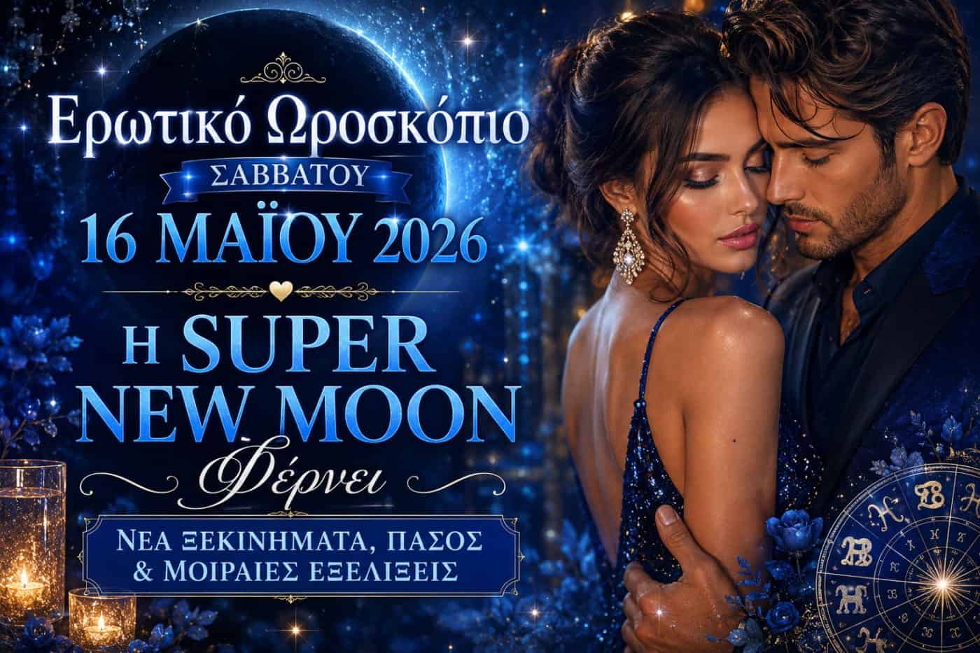 Ερωτικό Ωροσκόπιο 16 Μαΐου 2026: Η Super New Moon Φέρνει Καυτές Επανενώσεις, Νέα Αγάπη & Μοιραίες Εξελίξεις