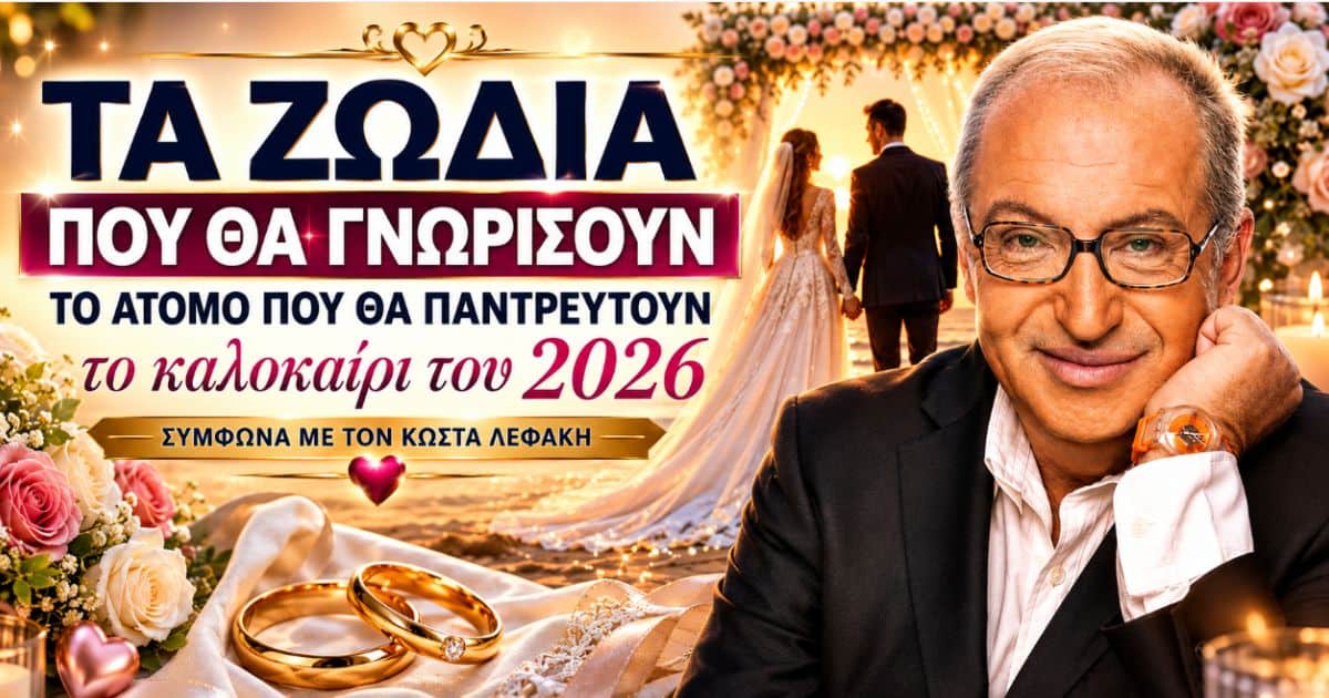 Τα 3 Ζώδια που θα γνωρίσουν το άτομο που θα παντρευτούν το καλοκαίρι του 2026, σύμφωνα με τον Κώστα Λεφάκη