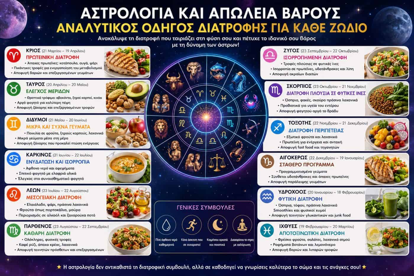 Αστρολογία και απώλεια βάρους – Αναλυτικός οδηγός διατροφής για κάθε ζώδιο