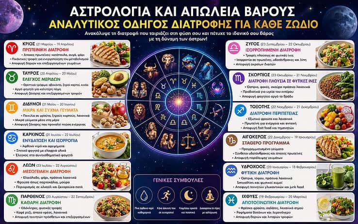 Αστρολογία και απώλεια βάρους – Αναλυτικός οδηγός διατροφής για κάθε ζώδιο