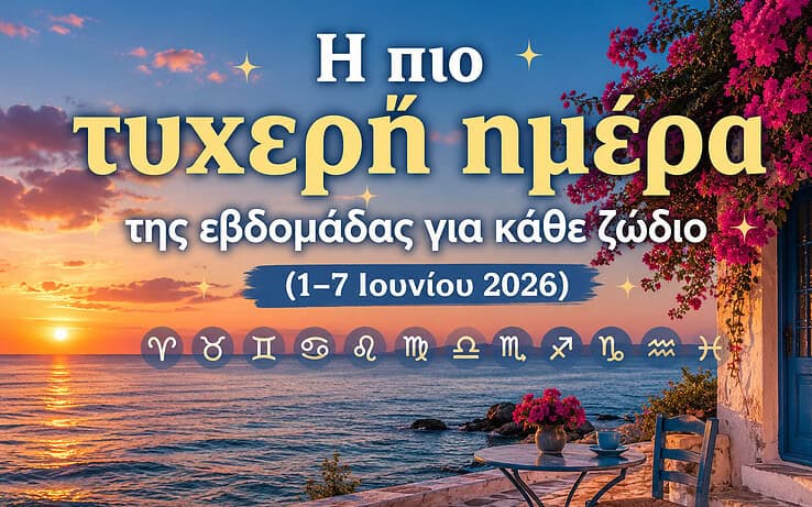 Η πιο τυχερή ημέρα της εβδομάδας για κάθε ζώδιο (1–7 Ιουνίου 2026)