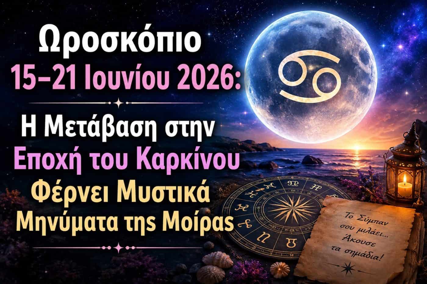 Ωροσκόπιο 15–21 Ιουνίου: Η μετάβαση στην εποχή του Καρκίνου φέρνει μυστικά μηνύματα της μοίρας