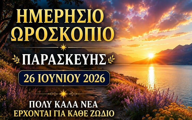 Ημερήσιο ωροσκόπιο Παρασκευής 26 Ιουνίου 2026: Πολύ καλά νέα έρχονται για κάθε ζώδιο