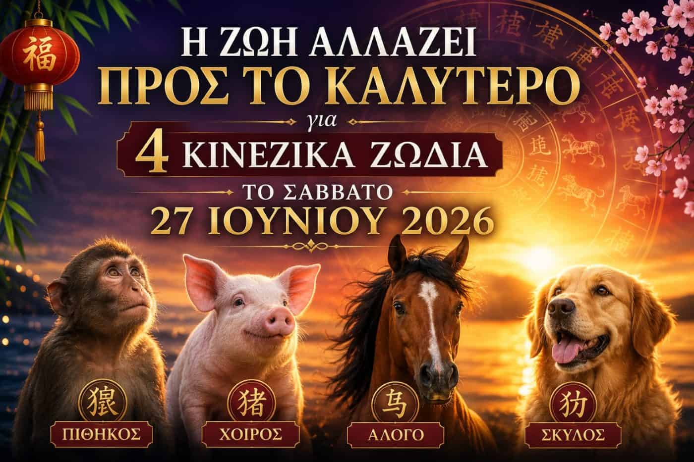 Η ζωή αλλάζει προς το καλύτερο για 4 Κινέζικα ζώδια το Σάββατο 27 Ιουνίου 2026