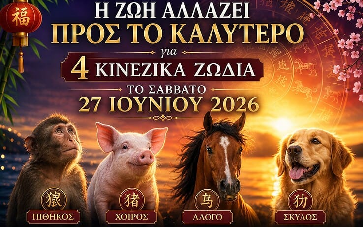Η ζωή αλλάζει προς το καλύτερο για 4 Κινέζικα ζώδια το Σάββατο 27 Ιουνίου 2026