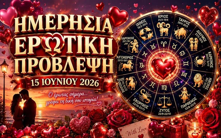 Η Ημερήσια Ερωτική Σου Πρόβλεψη για τη Δευτέρα 15 Ιουνίου 2026