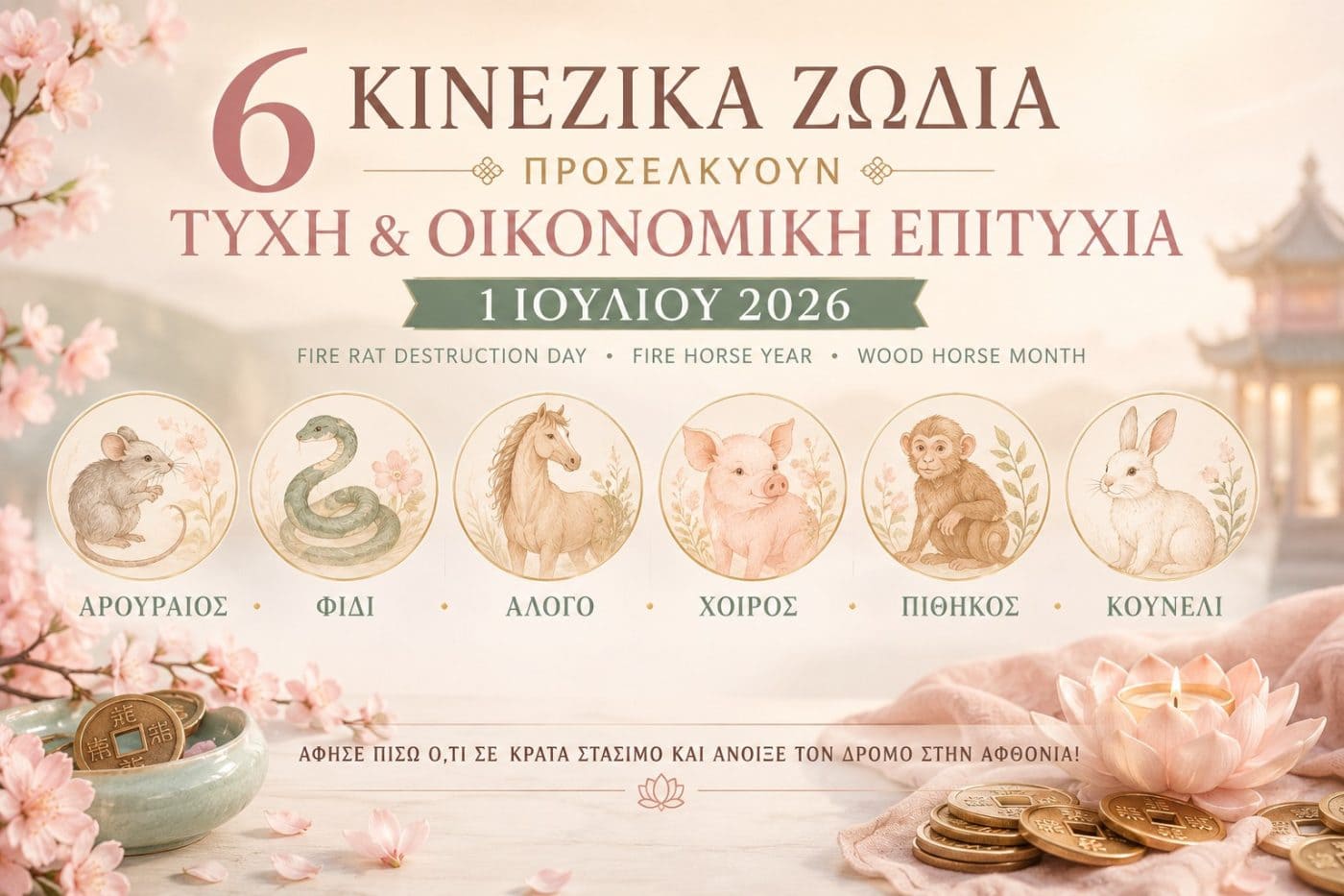 6 Κινέζικα ζώδια προσελκύουν τύχη και οικονομική επιτυχία την 1η Ιουλίου 2026