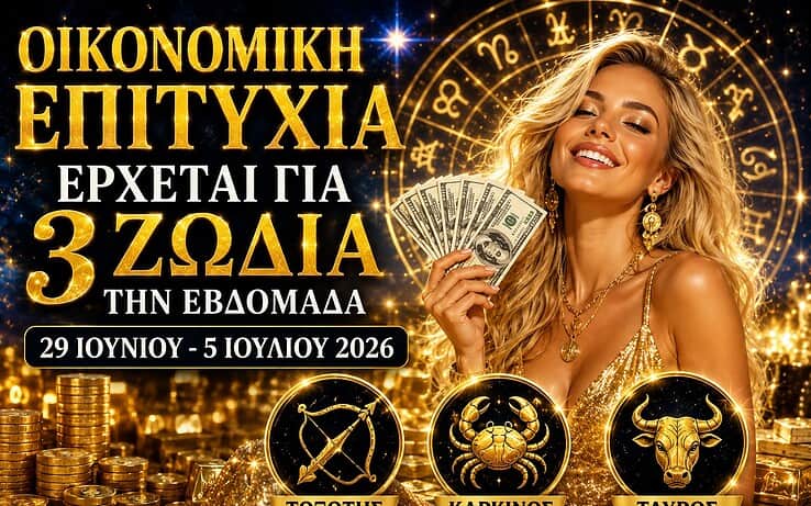 Οικονομική επιτυχία έρχεται για 3 ζώδια την εβδομάδα 29 Ιουνίου – 5 Ιουλίου 2026