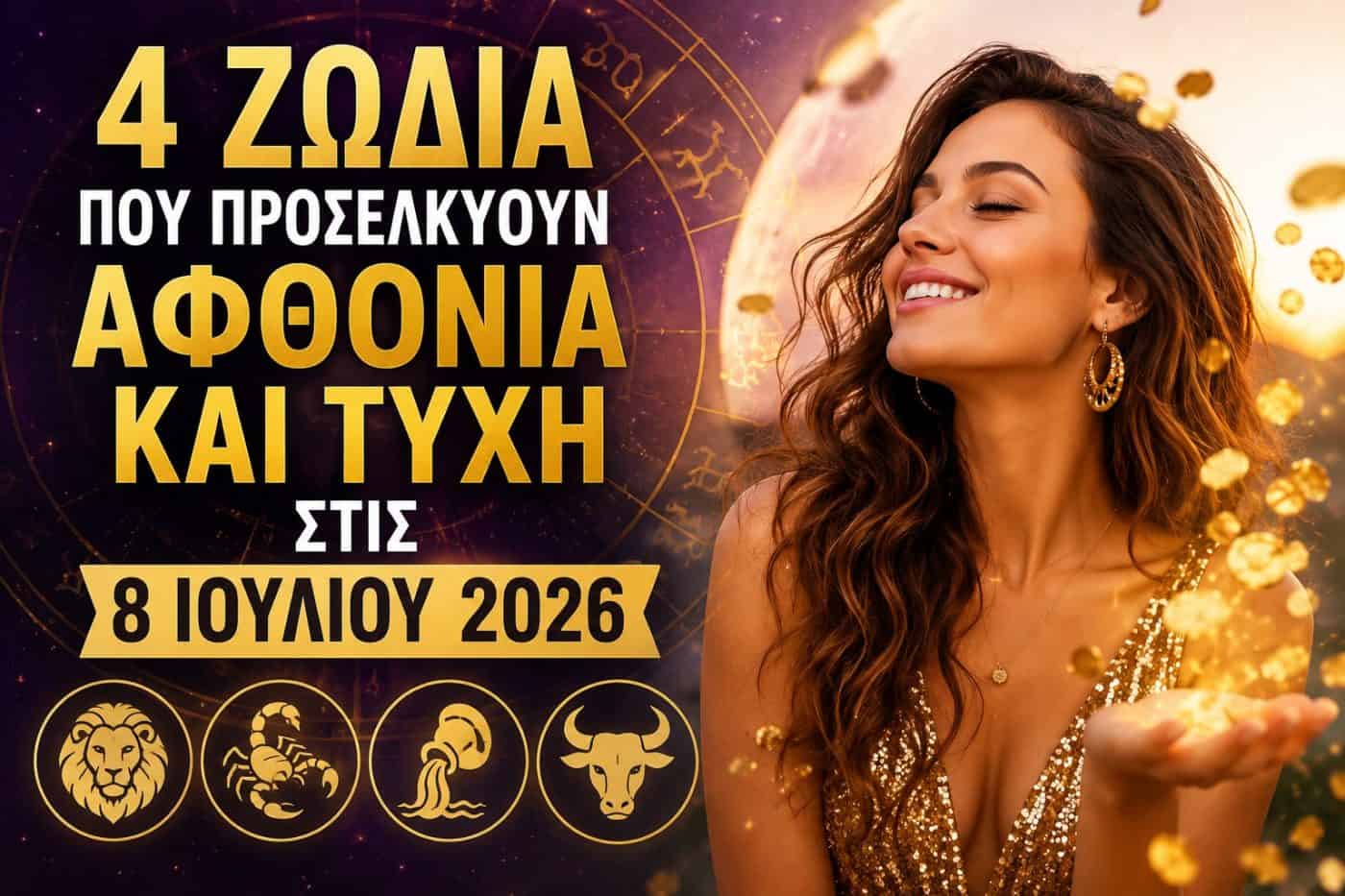 4 Ζώδια που προσελκύουν αφθονία και τύχη στις 8 Ιουλίου 2026