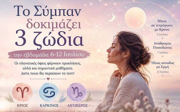 Το Σύμπαν δοκιμάζει 3 ζώδια την εβδομάδα 6-12 Ιουλίου – Ποιοι θα περάσουν το τεστ;