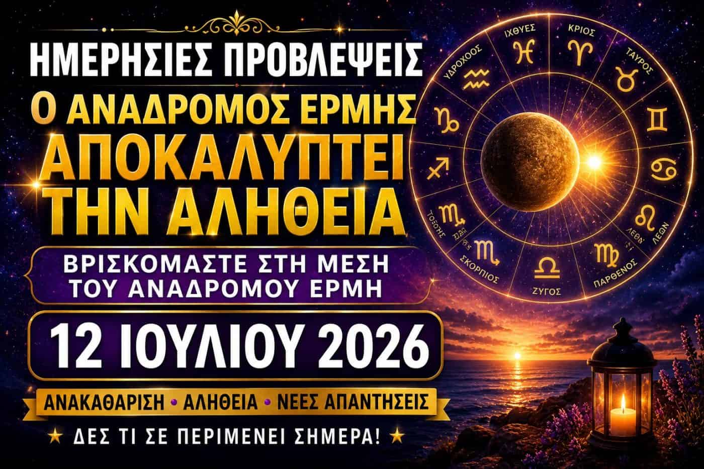 Ημερήσιες Προβλέψεις για Κάθε Ζώδιο την Κυριακή 12 Ιουλίου 2026: Βρισκόμαστε στη Μέση του Ανάδρομου Ερμή