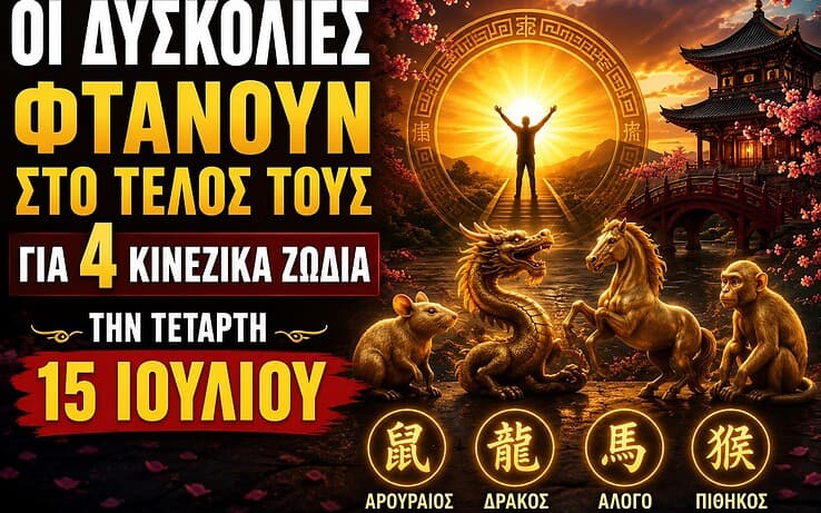 Οι δυσκολίες φτάνουν στο τέλος τους για 4 κινέζικα ζώδια την Τετάρτη 15 Ιουλίου