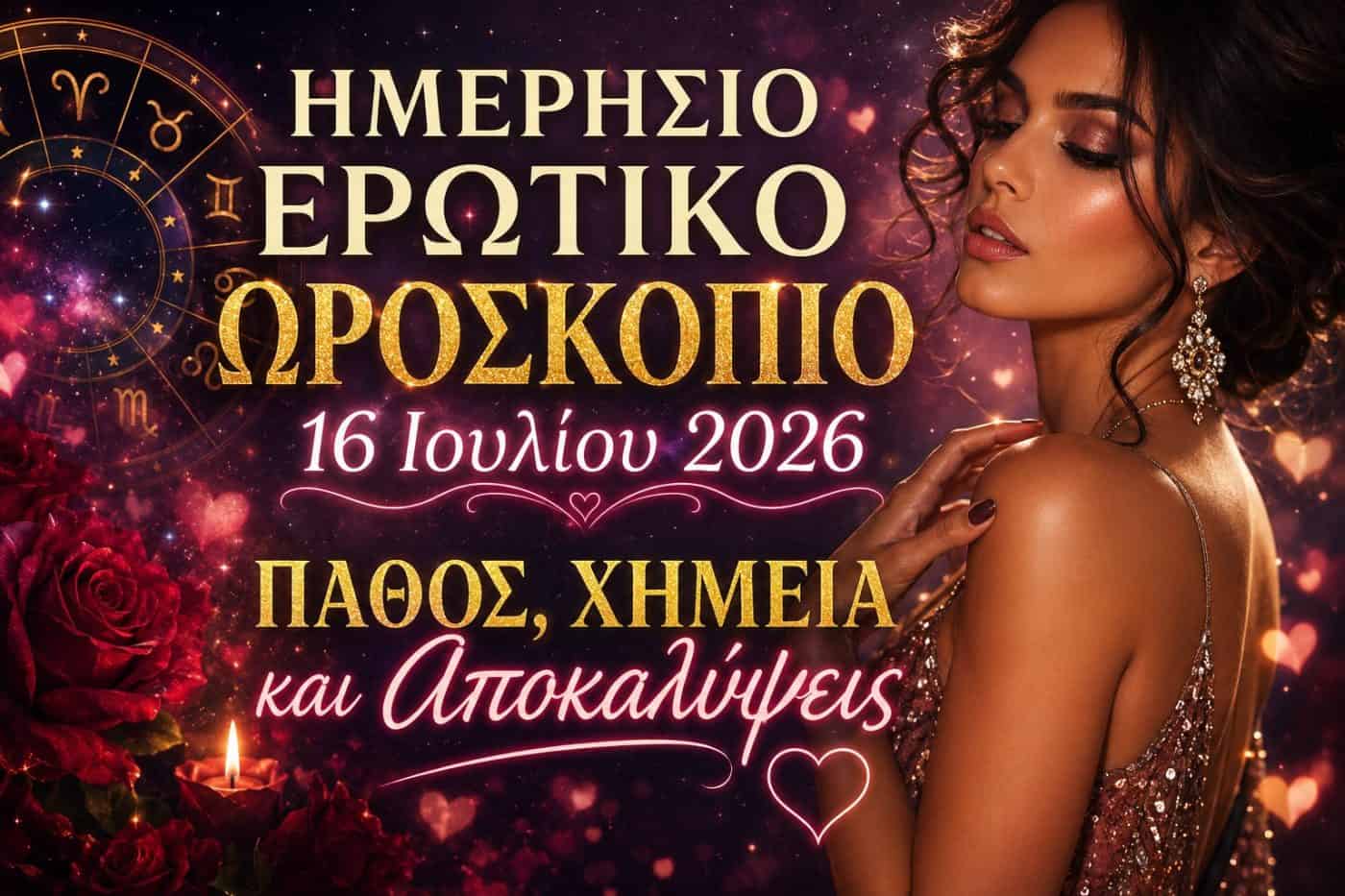 Ημερήσιο Ερωτικό Ωροσκόπιο 16 Ιουλίου 2026: Πάθος, Χημεία και Αποκαλύψεις