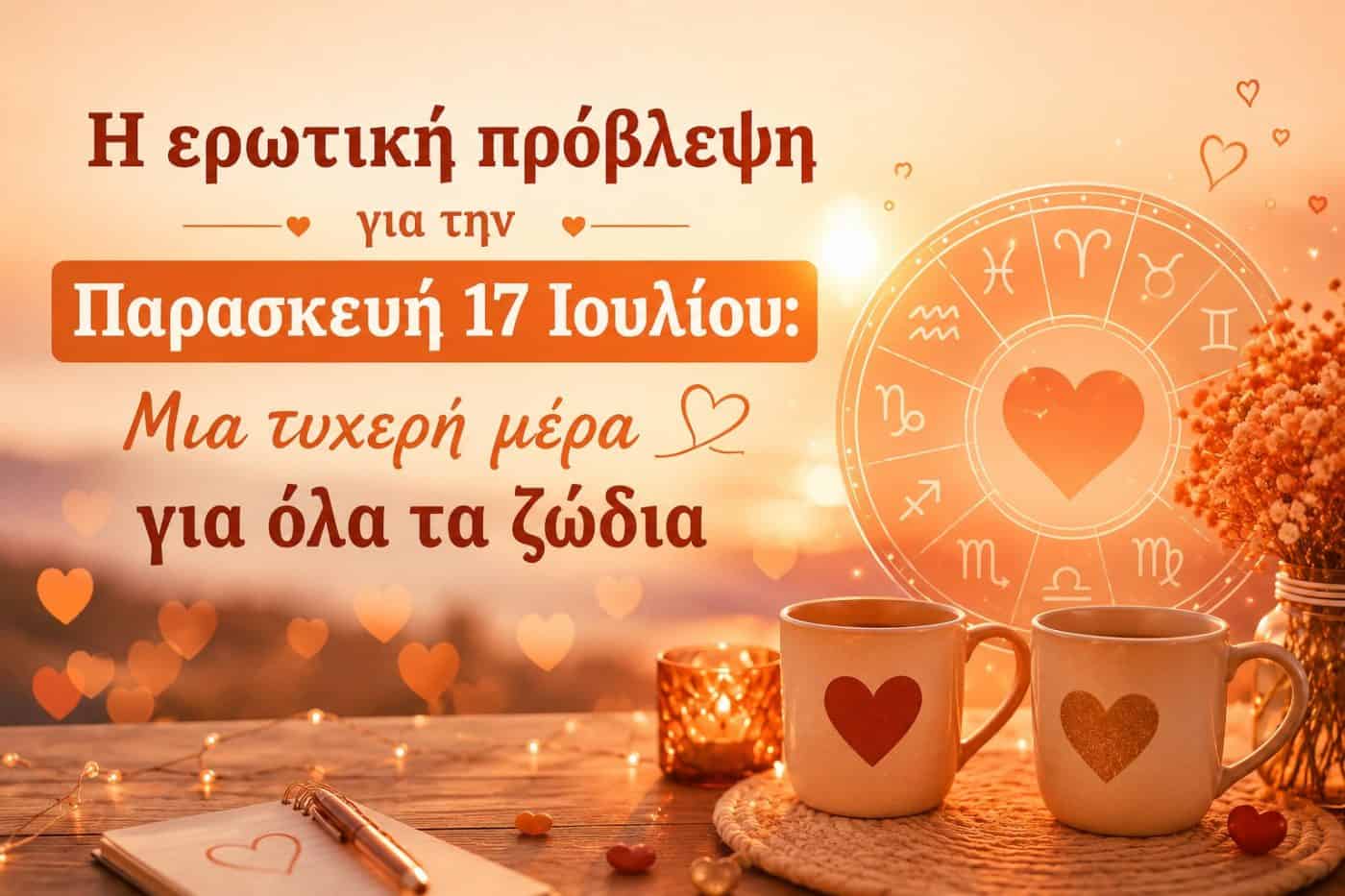 Η ερωτική πρόβλεψη για την Παρασκευή 17 Ιουλίου: Μια τυχερή μέρα για όλα τα ζώδια