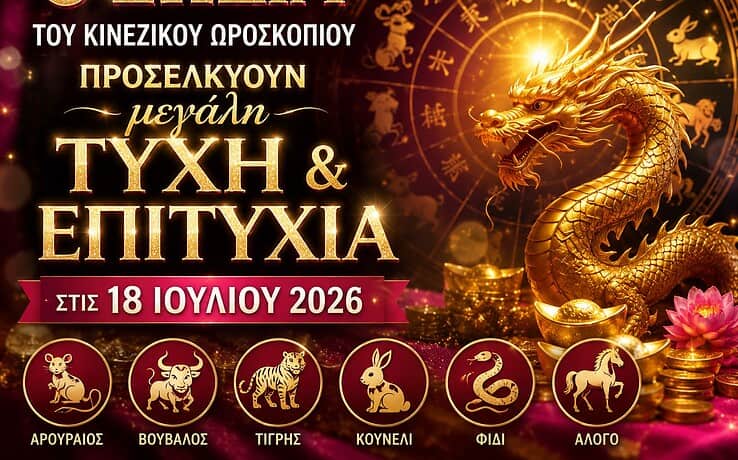 6 Ζώδια του κινέζικου ωροσκοπίου προσελκύουν μεγάλη τύχη και επιτυχία στις 18 Ιουλίου 2026
