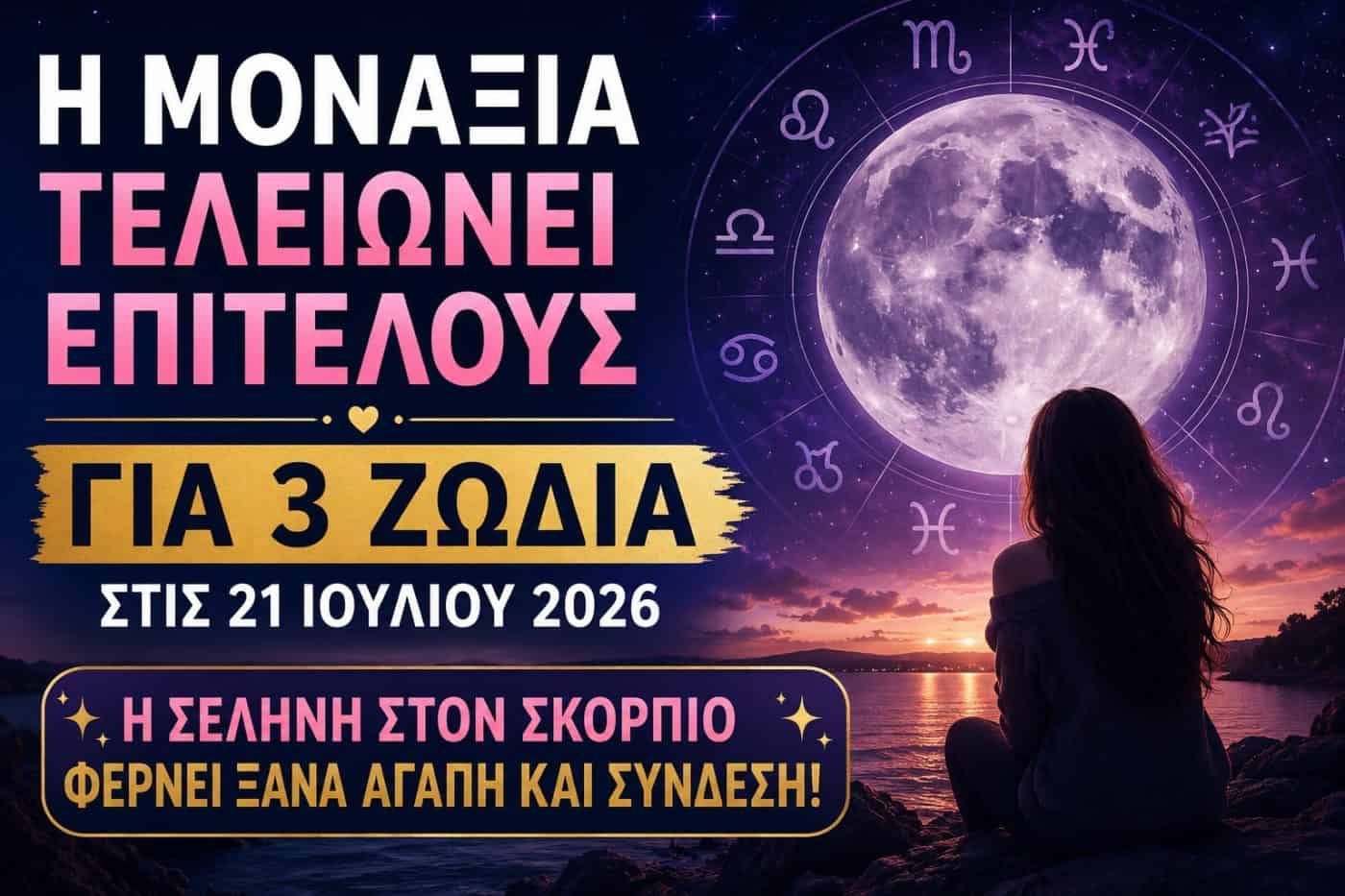 Η μοναξιά τελειώνει για 3 ζώδια στις 21 Ιουλίου 2026 – Η Σελήνη στον Σκορπιό φέρνει επανασυνδέσεις