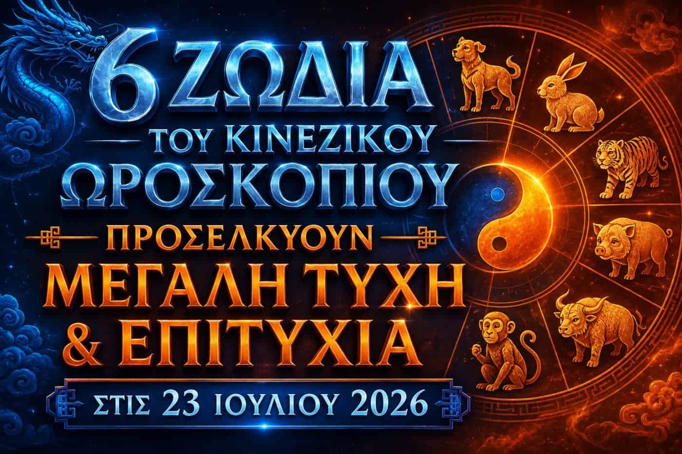 6 ζώδια του Κινεζικού ωροσκοπίου προσελκύουν μεγάλη τύχη και επιτυχία στις 23 Ιουλίου 2026
