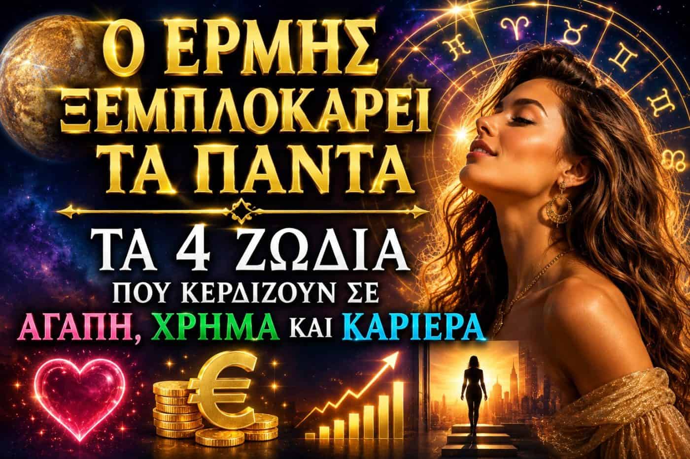 Ο Ερμής ξεμπλοκάρει τα πάντα – Τα 4 ζώδια που κερδίζουν σε αγάπη, χρήμα και καριέρα