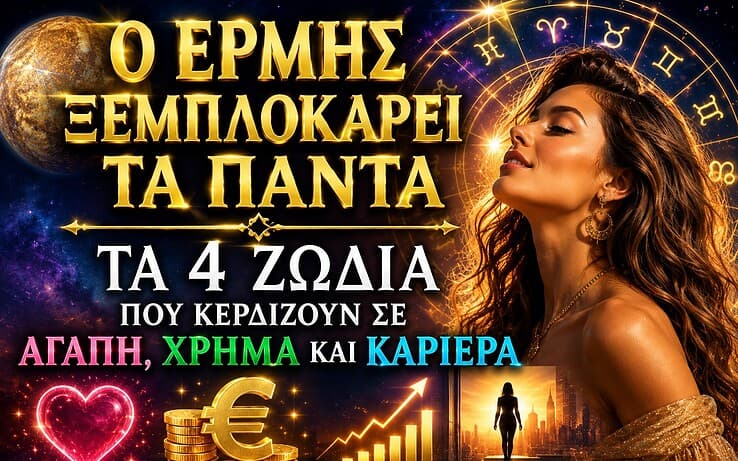 Ο Ερμής ξεμπλοκάρει τα πάντα – Τα 4 ζώδια που κερδίζουν σε αγάπη, χρήμα και καριέρα