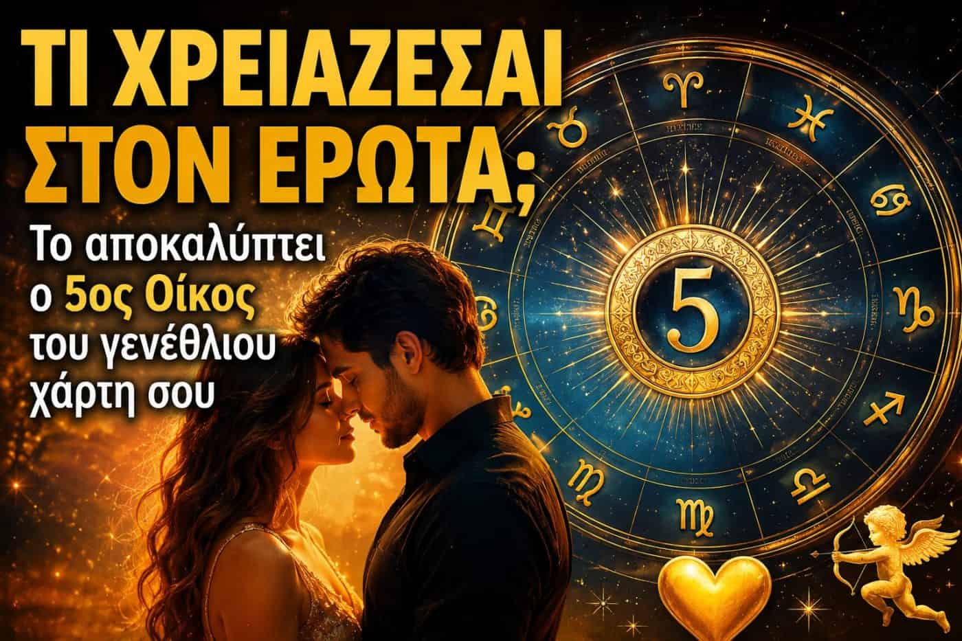 ΤΙ ΧΡΕΙΑΖΕΣΑΙ ΣΤΟΝ ΕΡΩΤΑ; Το αποκαλύπτει ο 5ος Οίκος του γενέθλιου χάρτη σου