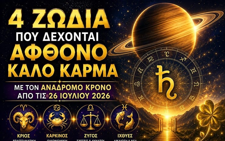 4 Ζώδια που δέχονται άφθονο καλό κάρμα με τον Ανάδρομο Κρόνο από τις 26 Ιουλίου 2026