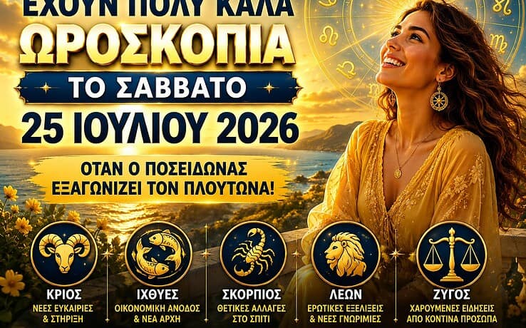 5 Ζώδια που έχουν ευνοϊκό ωροσκόπιο το Σάββατο 25 Ιουλίου 2026