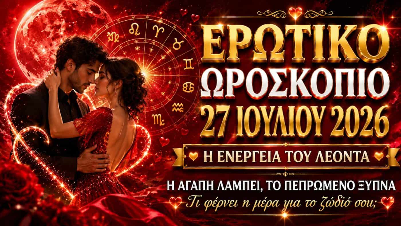 Ερωτικό ωροσκόπιο σήμερα 27 Ιουλίου 2026: Η ενέργεια του Λέοντα δυναμώνει τον έρωτα για όλα τα ζώδια
