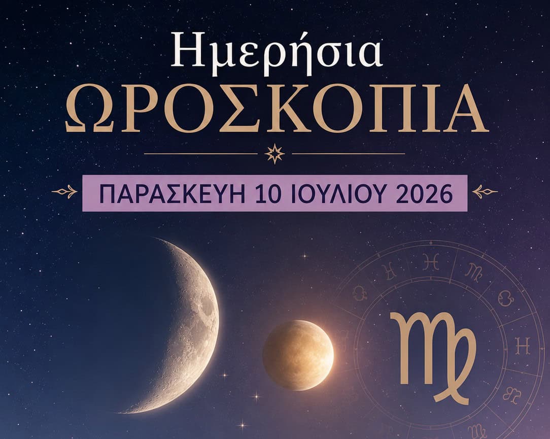 Τα ημερήσια ωροσκόπια για την Παρασκευή 10 Ιουλίου 2026: Η Σελήνη συναντά την Αφροδίτη στην Παρθένο