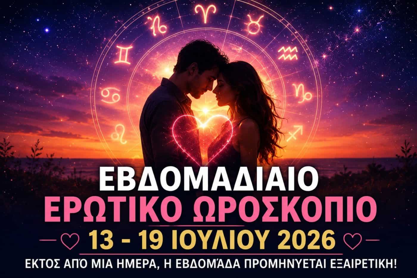 Εβδομαδιαίο Ερωτικό Ωροσκόπιο 13 – 19 Ιουλίου 2026: Εκτός από μία ημέρα, η εβδομάδα προμηνύεται εξαιρετική