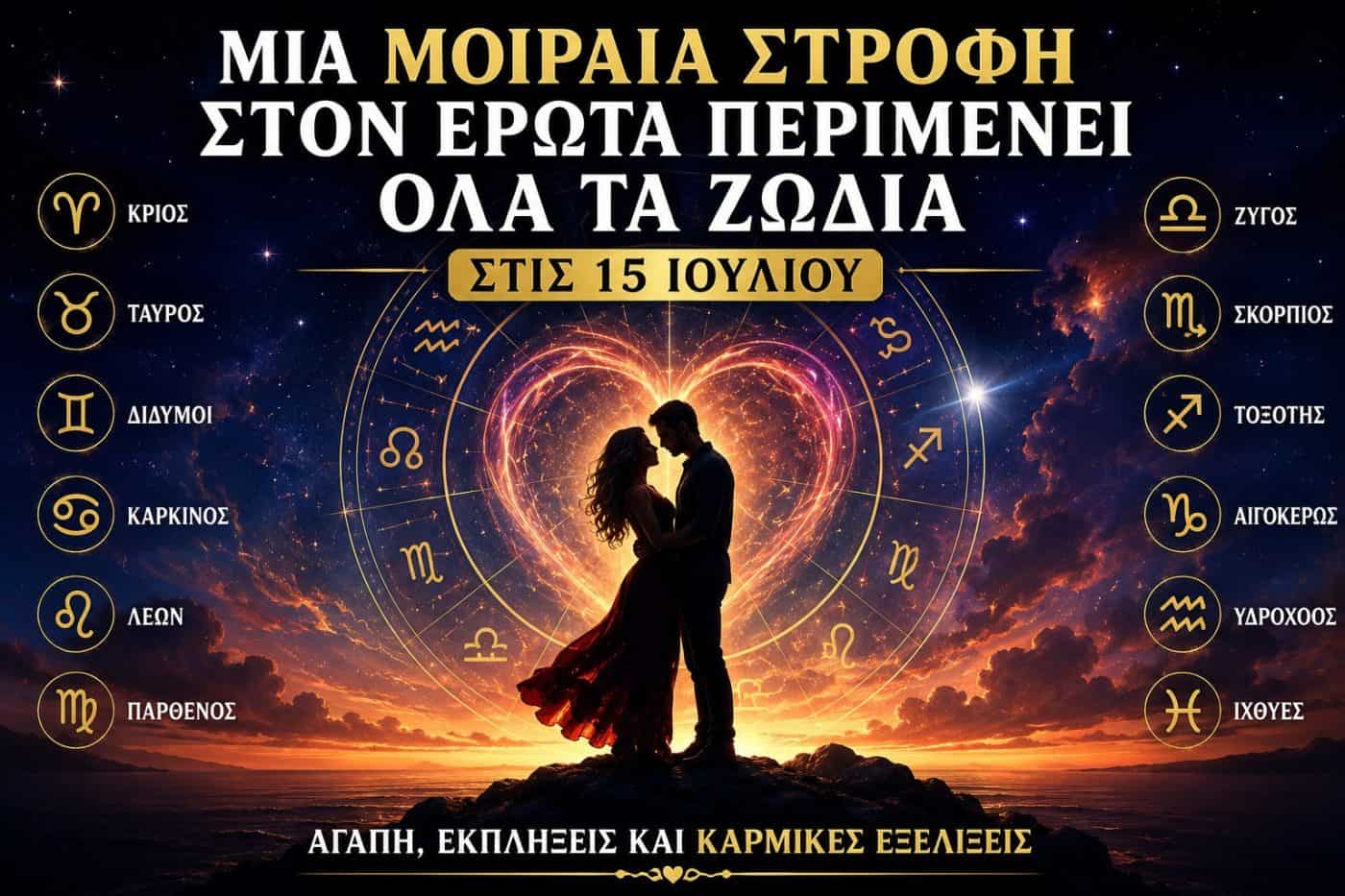 Μια μοιραία στροφή στον έρωτα περιμένει όλα τα ζώδια στις 15 Ιουλίου