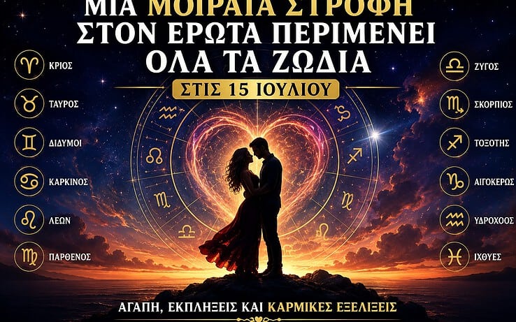 Μια μοιραία στροφή στον έρωτα περιμένει όλα τα ζώδια στις 15 Ιουλίου