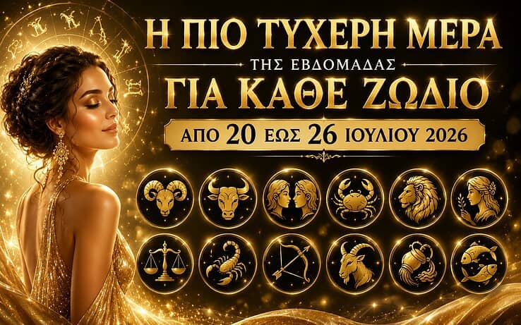 Η πιο τυχερή μέρα της εβδομάδας για κάθε ζώδιο από 20 έως 26 Ιουλίου 2026