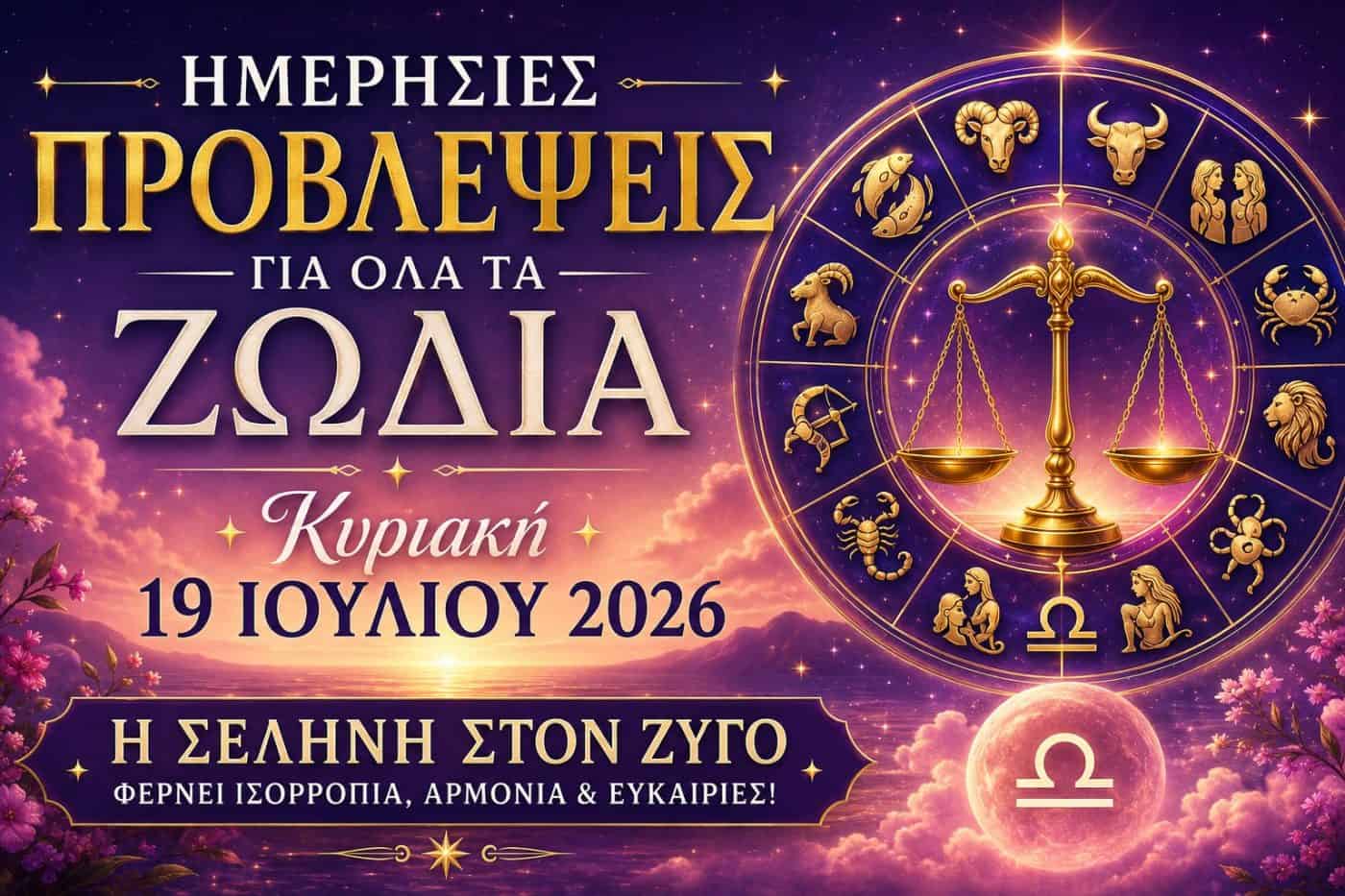 Ημερήσιες προβλέψεις για όλα τα ζώδια – Κυριακή 19 Ιουλίου 2026