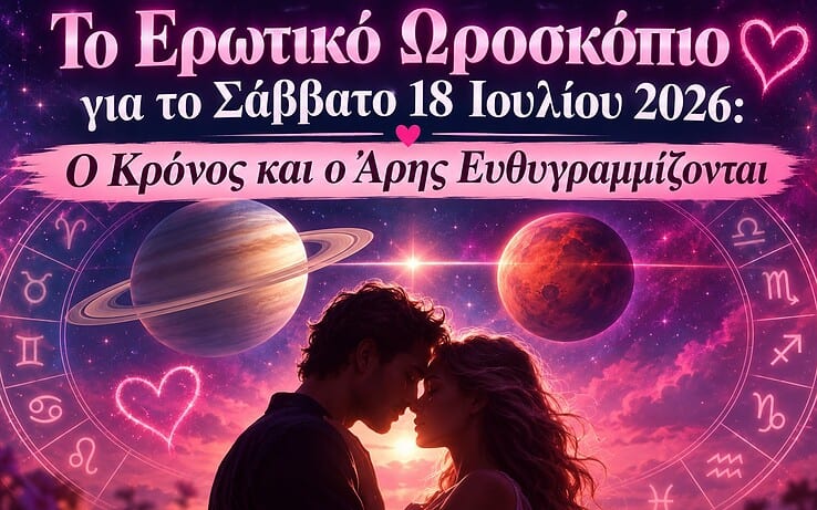 Το Ερωτικό Ωροσκόπιο για το Σάββατο 18 Ιουλίου 2026: Ο Κρόνος και ο Άρης Ευθυγραμμίζονται