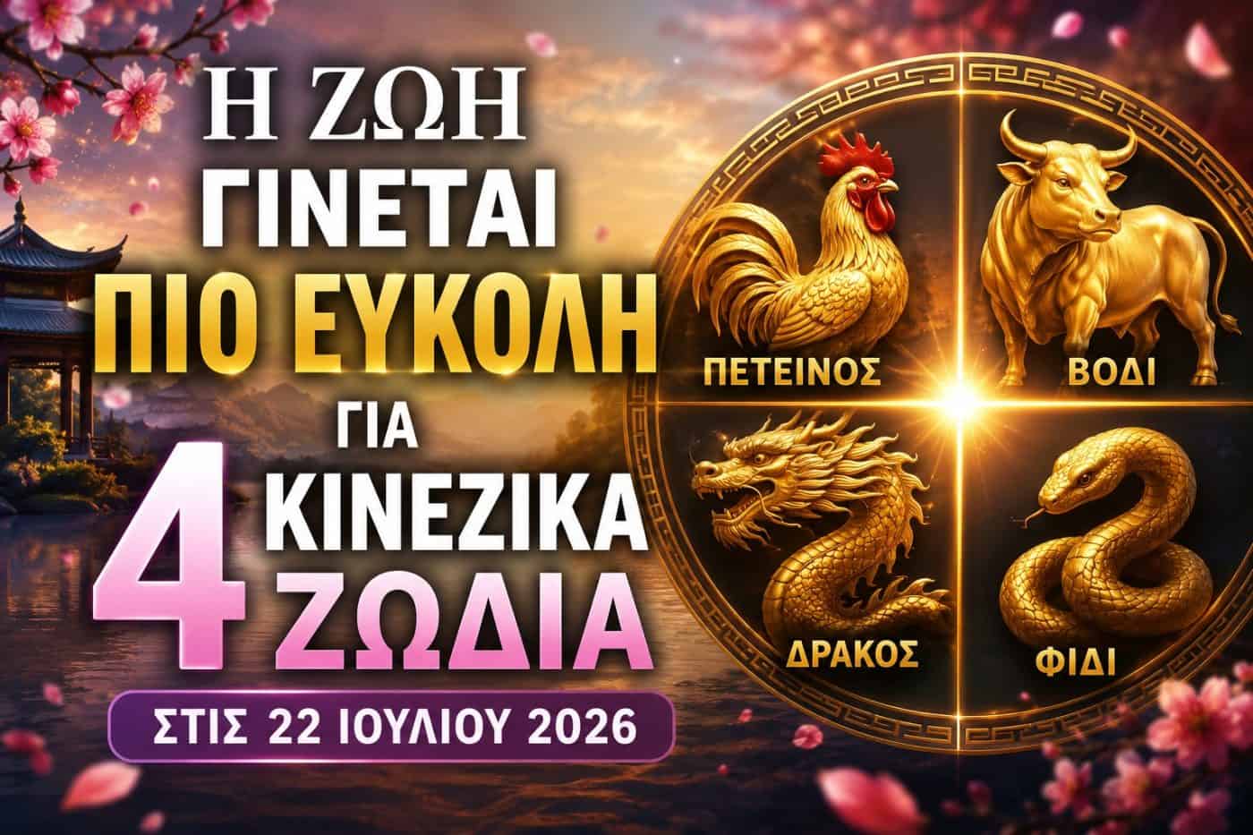 Η ζωή γίνεται πολύ πιο εύκολη για 4 κινέζικα ζώδια την Τετάρτη 22 Ιουλίου 2026