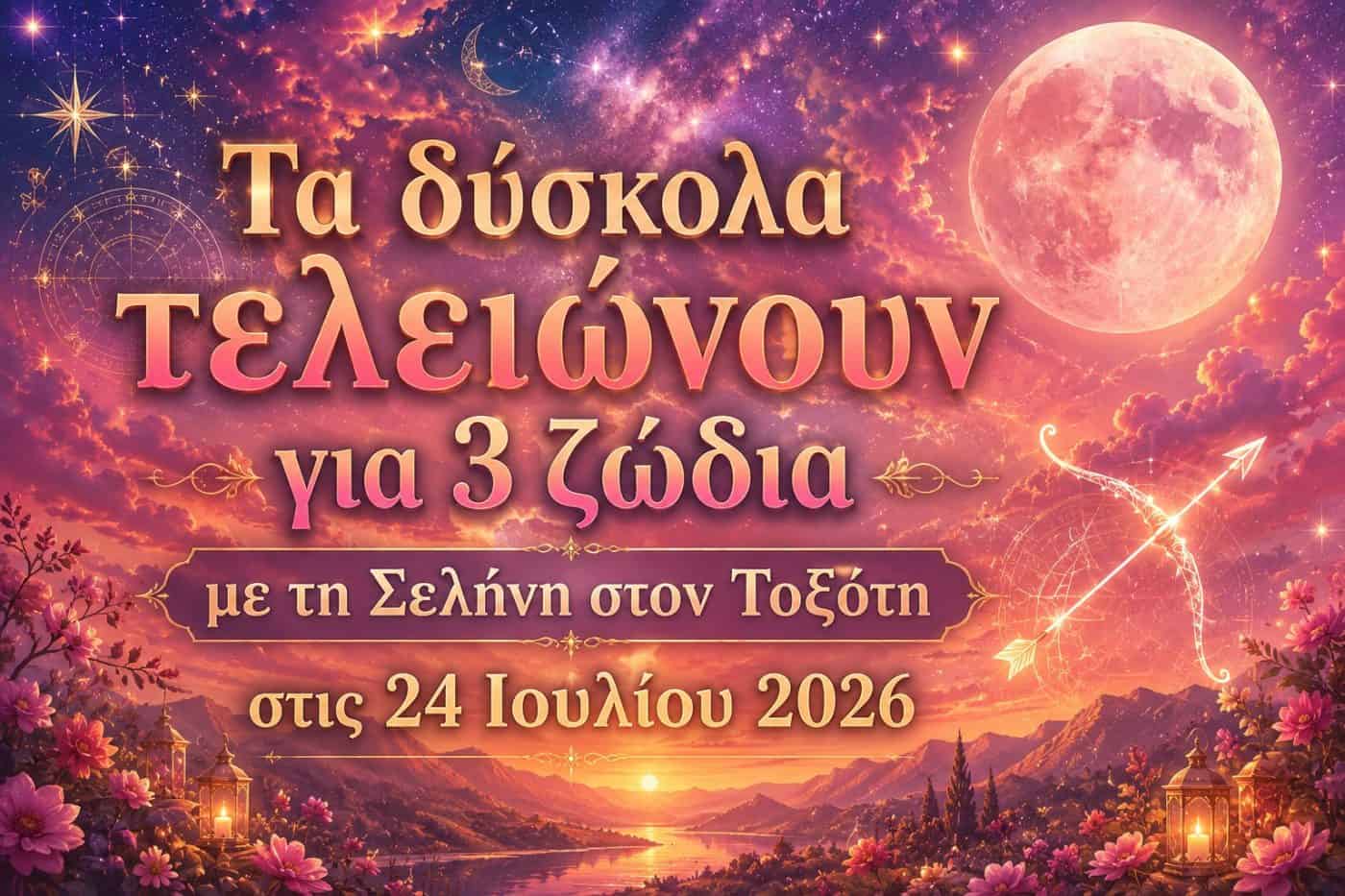 Τα δύσκολα τελειώνουν για 3 ζώδια με τη Σελήνη στον Τοξότη στις 24 Ιουλίου 2026