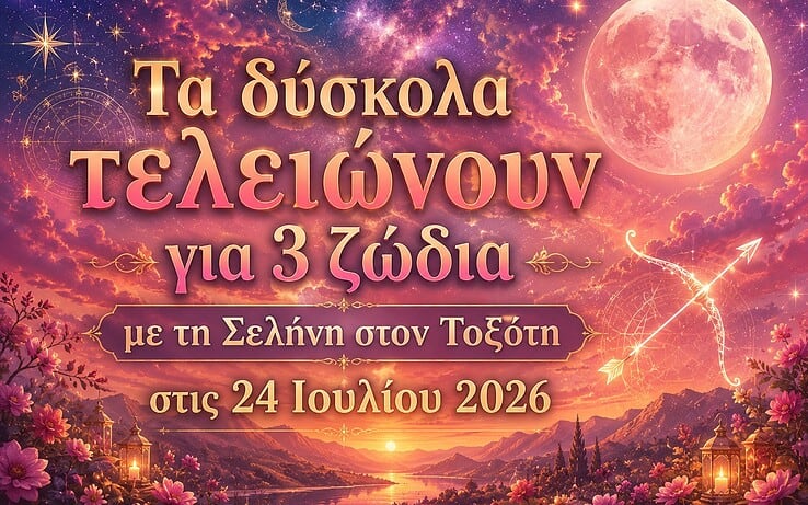 Τα δύσκολα τελειώνουν για 3 ζώδια με τη Σελήνη στον Τοξότη στις 24 Ιουλίου 2026