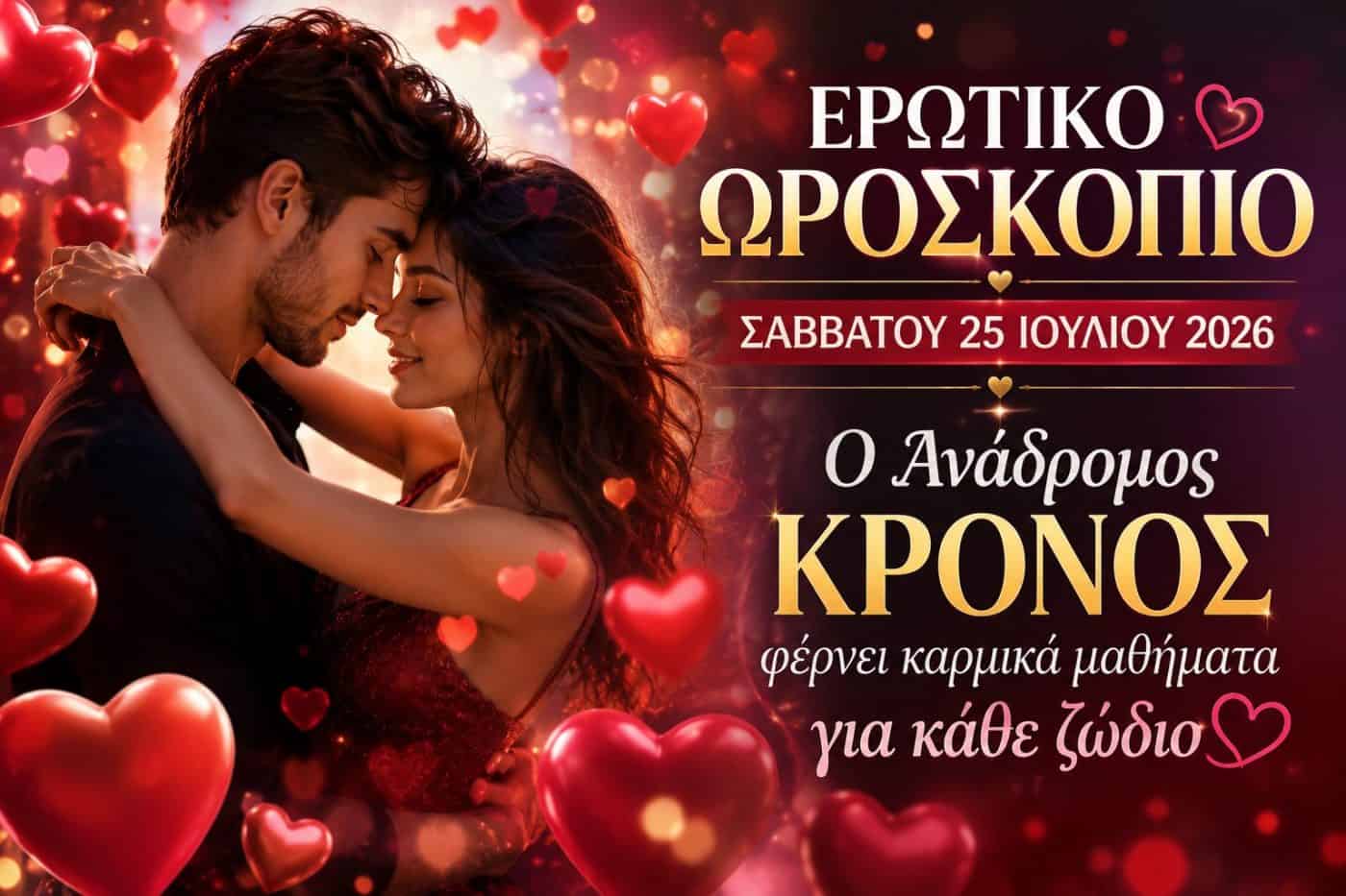 Ερωτικό Ωροσκόπιο Σαββάτου 25 Ιουλίου 2026: Ο Ανάδρομος Κρόνος φέρνει καρμικά μαθήματα για κάθε ζώδιο