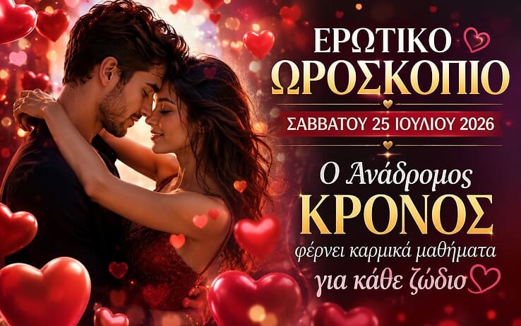 Ερωτικό Ωροσκόπιο Σαββάτου 25 Ιουλίου 2026: Ο Ανάδρομος Κρόνος φέρνει καρμικά μαθήματα για κάθε ζώδιο