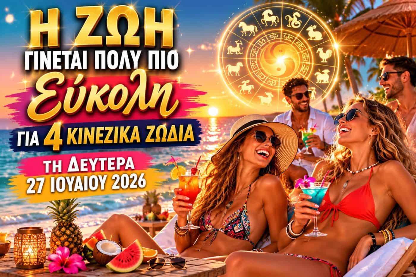 Η ζωή γίνεται πολύ πιο εύκολη για 4 κινέζικα ζώδια τη Δευτέρα 27 Ιουλίου 2026