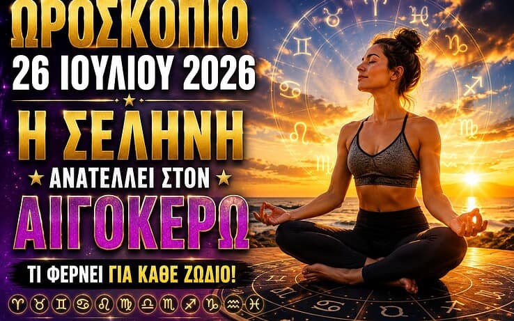 Το ωροσκόπιο της Κυριακής 26 Ιουλίου 2026: Η Σελήνη στον Αιγόκερω φέρνει σταθερότητα και νέες κατευθύνσεις
