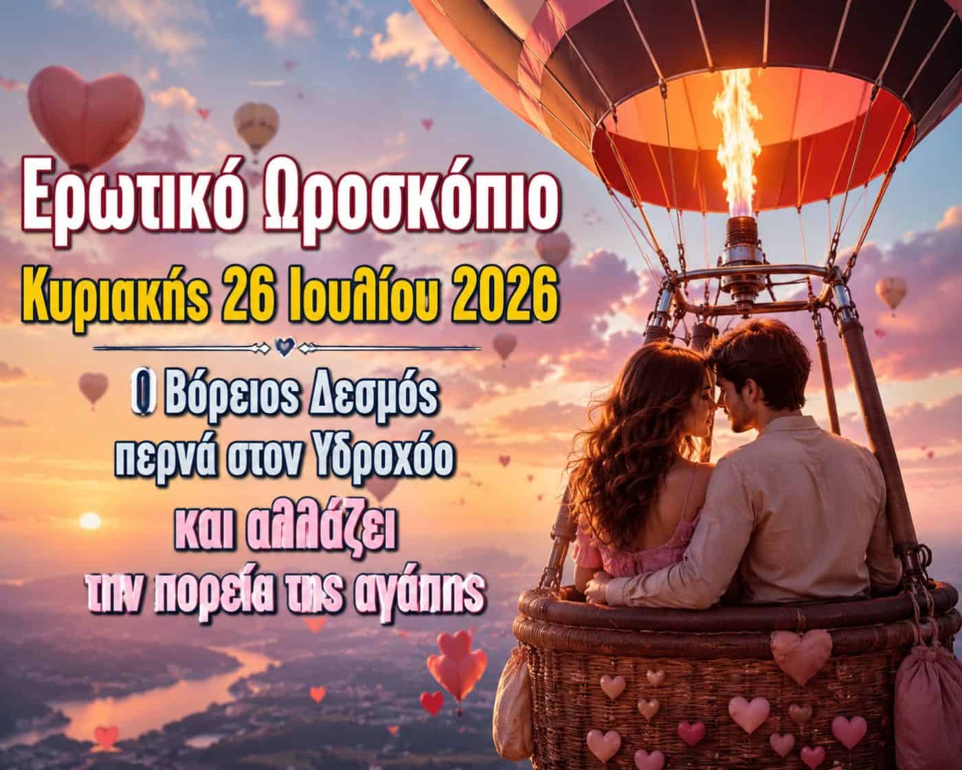 Ερωτικό Ωροσκόπιο Κυριακής 26 Ιουλίου 2026: Ο Βόρειος Δεσμός περνά στον Υδροχόο και αλλάζει την πορεία της αγάπης