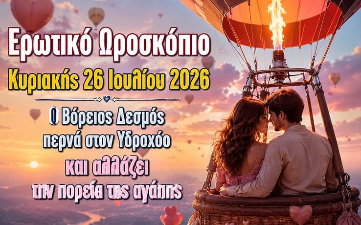 Ερωτικό Ωροσκόπιο Κυριακής 26 Ιουλίου 2026: Ο Βόρειος Δεσμός περνά στον Υδροχόο και αλλάζει την πορεία της αγάπης