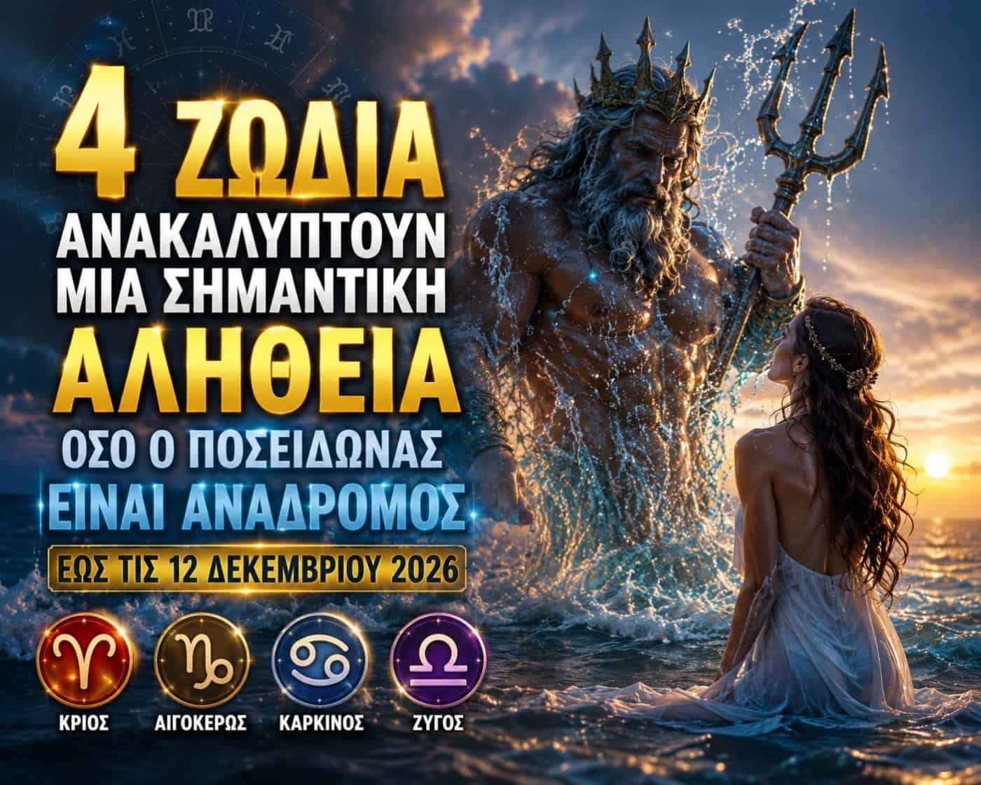 4 ζώδια ανακαλύπτουν μια σημαντική αλήθεια όσο ο Ποσειδώνας είναι ανάδρομος έως τις 12 Δεκεμβρίου 2026