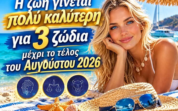 Η ζωή γίνεται πολύ καλύτερη για 3 ζώδια μέχρι το τέλος του Αυγούστου 2026